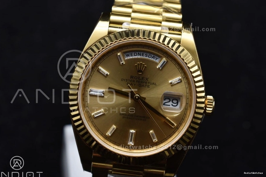 1:1 Sustainable 654 228238 President YG Day Dial On (Gain Best Date Edition Bracelet Gold 40 Crystal ARF Weight) VR3255 0507